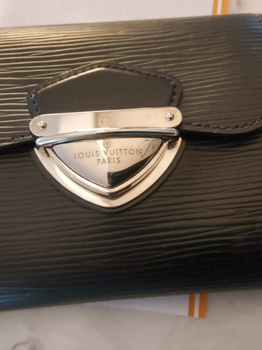 Like New Louis Vuitton Epi Leather and Silver Black Wallet with COA